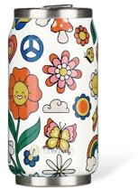 LES ARTISTES Paris A-4330, Canette isotherme, 280 ml, Gourde isotherme sans BPA, Réutilisable, Bec verseur rabattable avec paille, Acier Inoxydable, Design Happy