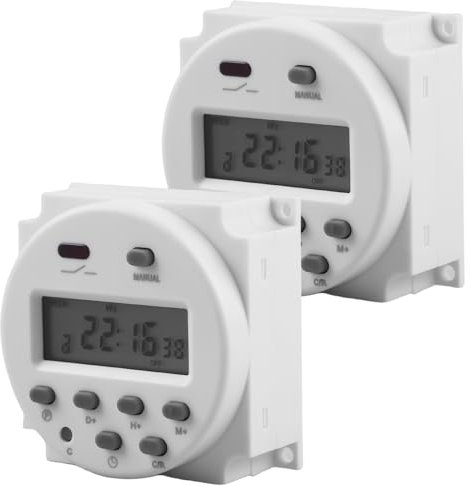 2 temporizadores CN101A de 12 V, temporizador digital LCD, relé de tiempo programable de 12 V, temporizador digital LCD, temporizador semanal, adaptable a una variedad de tareas de control de tiempo