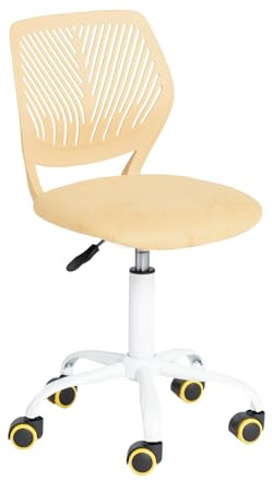 FurnitureR Sedia da scrivania colorata, design moderno regolabile per computer, sedia girevole senza braccio, cameretta dei bambini, casa ufficio task chair, tessuto Morandi giallo