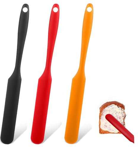 Spatole in Silicone,3 PCS Spatole da Cucina Spatola in Silicone per Barattoli Raschietto Flessibile Resistente al Calore Spatola da Cucina Antiaderente per Raschiare Salse Mescolare Pasta