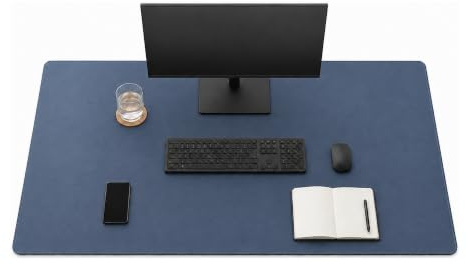ORZAC® Alfombrilla de Escritorio XXL Impermeable y Antideslizante - Protege tu Mesa y Mejora la Comodidad - Superficie Suave para Teclado y Ratón - Corcho Natural - 120x60 cm - Azul marino