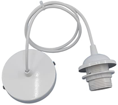 HOMSFOU Douille Lampe à Visser E27 en Fer et Pvc Blanc, Base Légère pour Lampe Électrique, Installation Facile, Compatible Ampoules à Visser pour Luminaires Plafonnier