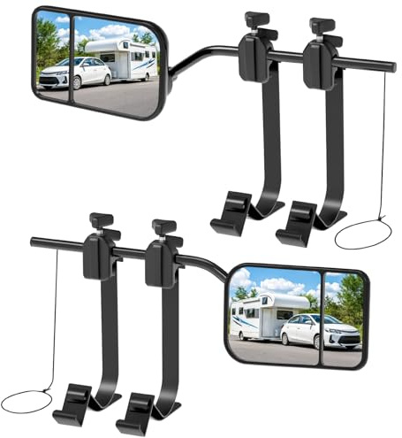 Universal Clip on Towing Mirrors Extensions for Towing, Side Mirror Extenders for Towing, Convex Rearview Mirror, Tow Mirrors for Car Truck Trailer RV SUV, 2 Pack