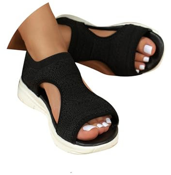 Sandali Donna Estive Ortopediche 2025 Elegante Comodi Sandali Bassi Mesh Traspirante Pianta Larga Casual Leggero Sandalo Sportivo Trekking Lavabili Scarpe Estivi Aperta Antiscivolo Morbida Gomma Suola