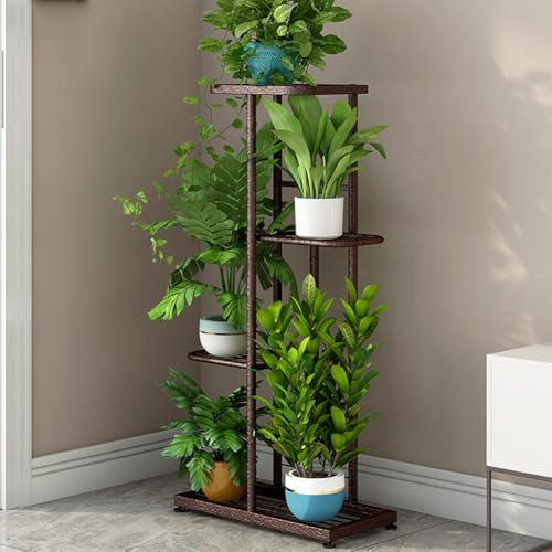 GarveeMore Support de plantes en métal pour l'intérieur et l'extérieur, étagère à fleurs d'angle pour plusieurs plantes, support de fleurs, escalier de plantes, balcon extérieur, jardin, salon