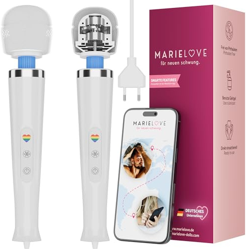 Magic Wand Vibrator mit Kabel & App Steuerung – Netzbetrieb für unendliche Power – Massagestab für Klitorisstimulation & Paare – Sexspielzeug für beide zusammen – 20 Modi & 10 Stärken (Weiß)