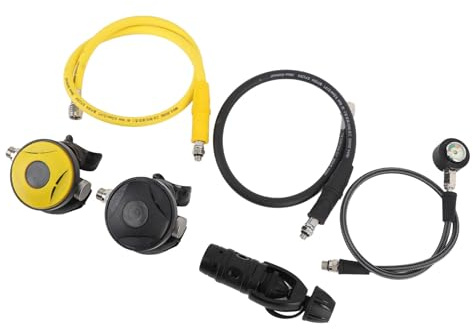 Tbest Regulador de Buceo Conjunto del Regulador de Buceo de Aleación de Aluminio con Medidores de Presión, 2 Segundas Etapas, para el de Respiración Submarina