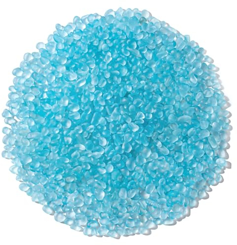 Keedolla Ice Blue Sea Glass Marbles Stones Frosted Glass Pebbles Gemstones for Aquarium Rocks, Fish Tank Gravel, Vase Fillers, DIY Crafts - 230g/8oz