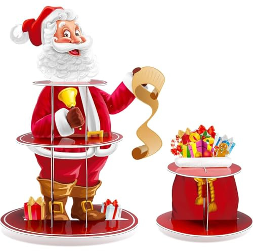 AOTOPYU Soporte para tartas de Navidad de cartón, Base para tartas de 3 pisos y base para tartas de 2 pisos, Plato de Frutos, Cupcake y Torre de Postre, Cupcakes Expositor Tartasde Desmontable