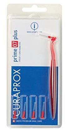 CURAPROX Interdentalbürste CPS prime 07, Interdentalbürsten Set Doppelpack, 10 Zahnzwischenraum-Bürsten plus 2 Halter, für schmale Zahnzwischenräume, Set CPS prime 07 mit Halter UHS 451