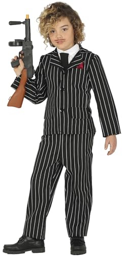 FIESTAS GUIRCA Mafiagangster-Kinderkostüm Nadelstreifenanzug schwarz - 140/152 (10-12 Jahre)