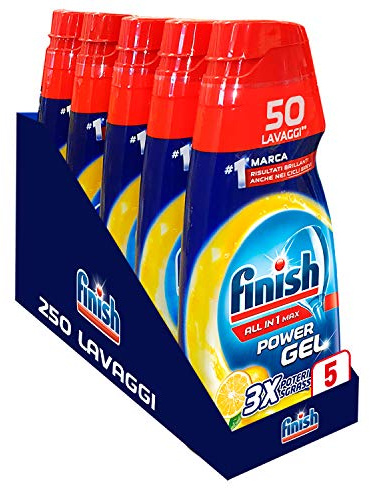 Finish PowerGel Tout en un, 1000 ml, Confezione da 5, 5