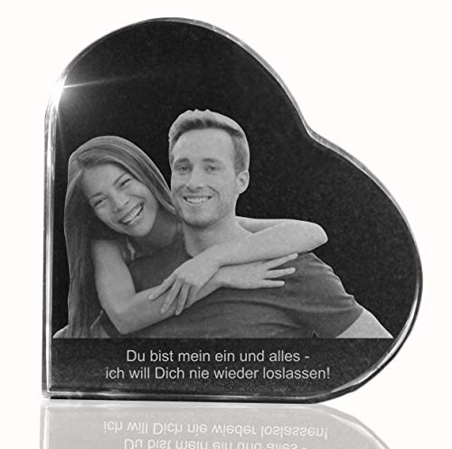 VIP-LASER 2D Gravur Glasherz L mit Deinem Partnerfoto von Deinem Freund oder Freundin. Dein Wunschfoto für die Ewigkeit Mitten in Glas! Groesse L = 60x60x19mm