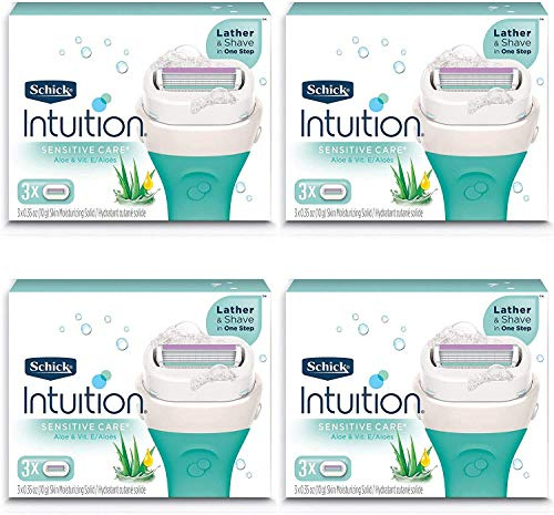 Schick Intuition Pure Nourishment Womens Razor Refills with Coconut Milk and Almond Oil, 3 Count (Pack of 4)