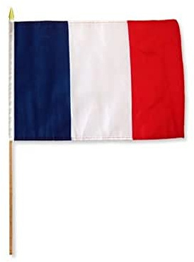 AZ FLAG Stockflagge Frankreich 45x30 cm Leichtes Polyester Holzstab | Für innen und außen Französische Handflagge France genähte Kanten und verstärkte Ausführung