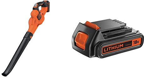 BLACK+DECKER Souffleur Axial sans Fil 18V, Souffleur de Feuilles Mortes avec 2 Vitesses et Flux d'air Optimal & Batterie au Lithium Compatible avec Les Produits BLACK + DECKER 18 V 2.0 Ah