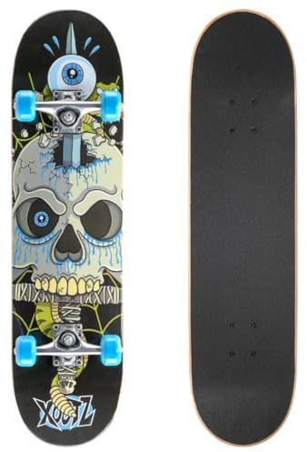 Xootz Kids 'Serpent complète Les débutants Trick Skateboard Deux X 8 Deck en Bois d'érable, Bleu, 78,7 x 20,3 cm