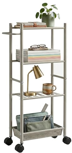 Premier 4 Tier Trolley, with Basket, Brush Nickel