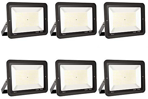 6pack 150W LED Foco Exterior Alto Brillo Proyector Led Impermeable IP65 Blanco Frío 6000K Floodlight Led Foco Exterior Iluminación para Patio, Camino, Jardín, Almacén