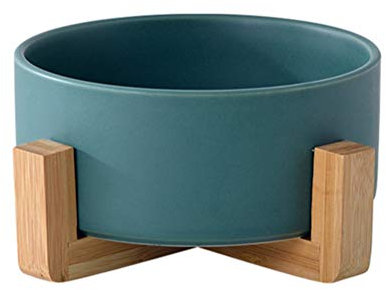 JMAHM Ensemble de bols en céramique pour salade et nouilles avec support en bois de bambou Vert