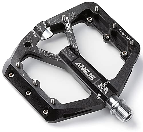 ANSJS Fahrradpedal 9/16 Zoll Achse CNC Aluminium MTB Pedale, 3 Abgedichtete Lager Fahrrad Pedalen rutschfest Breites Plattformpedal für Mountainbike, E-Bike, Trekking, Rennrad Pedale