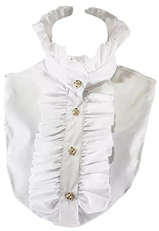 chiwanji Camicia Bianca Senza Maniche Colletto Rialzato con Volant per Donna, Collo Alto, Casual, Festa, Importata