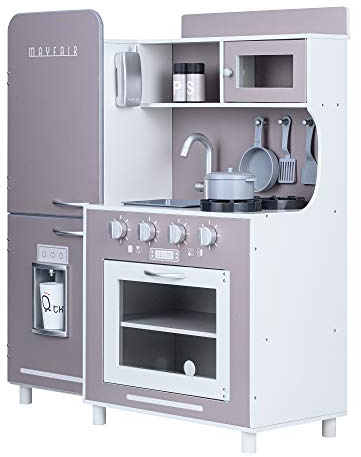 Teamson Kids Mayfair Kids Wooden Play Kitchen & 11 Accessories Grey TD-13302C