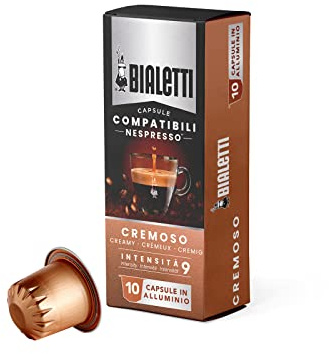 Bialetti Capsules Nespresso compatibles Bialetti, goût crémeux (intensité 9), paquet de 10 capsules en aluminium 0.80 kg 1.00 ml
