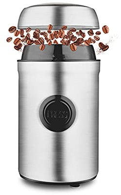 Molinillo Eléctrico De Café Y Especias, Acero Inoxidable 304, Capacidad 75 G, Operación Con Un Solo Botón, Portátil, Molinillo, Utilizado Para Granos De Café, Especias, Nueces, Granos (Silver gray)