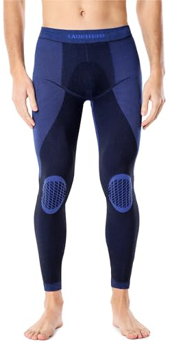 Ladeheid Pantalon Termico Hombre – Leggins y Mallas Running Hombre, Calzoncillos Térmicos Largos y Transpirables, Ropa Interior Térmica para el Frío LAGI002 (Negro/Azul Marino, XXL)