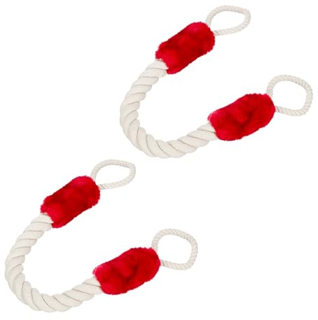Relaxdays Türkordel 2er Set, Türstopper Klinke, 60 cm lang, Klemmschutz für Kinder & Tiere, Tür Seil maritim, Creme/rot