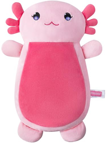 Microwave Heating Pad for Pain Relief, 13 x 10 Microwavable Heating Pads for Cramps, Back Pain, Neck Shoulder, Muscles, Knee, Joints, Natural Heat Pack Moist Heat, Pink Axolotl