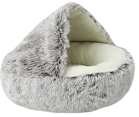 FUNZE Warmes Hundebett, Katzenmatte, rundes Plüsch-Haussofa, weicher Schlafkorb für Hunde, Katzen, Nest, 2-in-1-Haustierbett, Haustierkissen