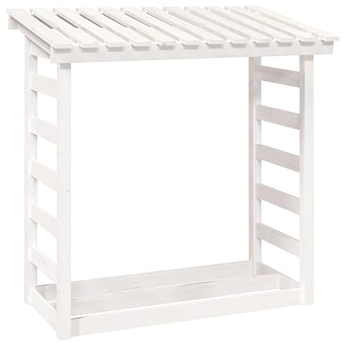 vidaXL Support pour bois de chauffage Blanc 108x64,5x110cm Bois de pin