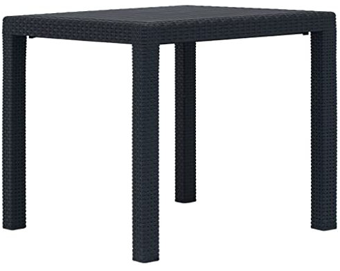 homiuse Gartentisch Kunststoff Rattan-Optik Wohnzimmertisch Esstisch Esszimmertische EsszimmermöBel GartenmöBel Esszimmertisch Industrial MöBel Balkontisch Grilltisch Outdoor Anthrazit 79x79x72 cm