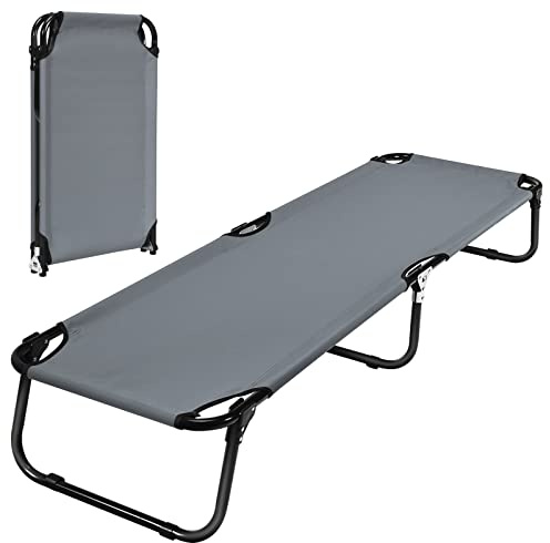 LIFEZEAL Fältsäng, vikbar, campingsäng i 600D oxfordtyg, fältsäng XXL, campingsäng, vikbar, bärbar, ultralätt karpsäng med metallbas, enkelsäng, vuxen för camping och resor
