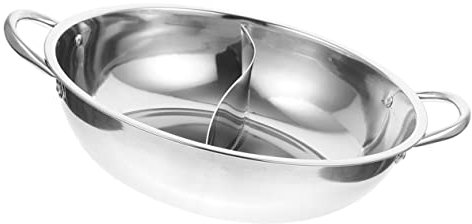 minkissy Divided Hot Pot Cooker Stainless Steel Hot Pot Multi-use Restaurant for Home