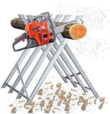 Caballete de sierra para motosierra, caballete plegable de 150 kg, metal zincado, jardín, dientes, portatroncos, soporte de corte caballete de aserrado motosierra (84 x 80 x 80 cm, 4 columnas)