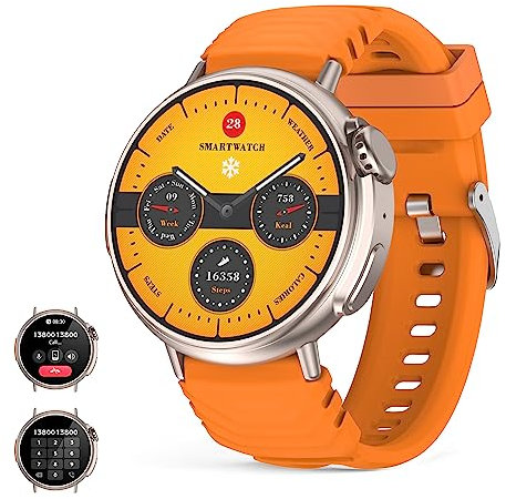 Reloj inteligente Ultra Hombre mujer con llamadas y WhatsaApp (recibir/hacer llamada),1,52 redonda pantalla HD fitness tracker con Monitor Sueño,smartwatch con 120+ Deportes Modos para Android iOS