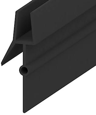 Bande d'étanchéité de porte d'écran de douche de bain PVC sans cadre en verre bas de porte coupe-froid joint balayage bandes de blocage de l'eau-écart de 23 mm noir, 2 pièces 50 cm
