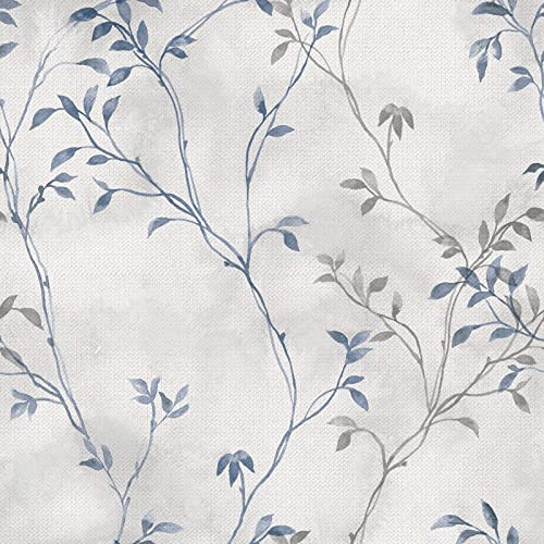 VaryStyle 17.7x393 Tree Branches Peel and Stick Wallpaper Grey Blue Twigs with Leaf Linen Look Wallpaper Waterproof Vinyl Grey Contact Paper Vintage Tree Wall Paper for Kitchen Living Room Walls