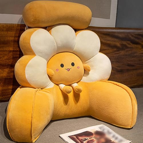 PERS Bett-Lesekissen Für Kinder Erwachsene Plüsch Rückenlehnenkissen Ergonomisches Rückenlehnenkissen Bequeme Lendenkissen Mit Armlehne Zum Fernsehen Spielen Arbeiten(Size:70×55cm,Color:A)