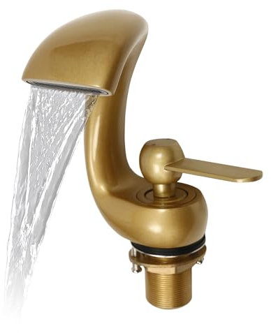 Wasserhahn Wasserfall Badarmatur Gold Ein sanfter Wasserfluss Glatte abgerundete Kanten Bad Wasserhahn Einhebelmischer Waschtischarmatur Waschbeckenarmatur Wasserboiler