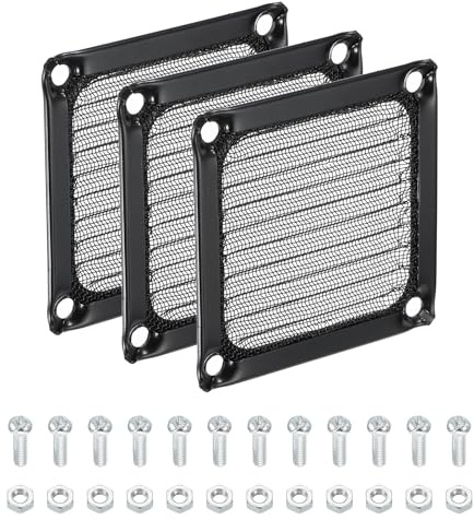 PATIKIL 60mm Computer Fan Filter Grill with Screws, 3 Pack Aluminum Frame with Stainless Steel Mesh Dustproof Case Cover for Computer, Ventilator, Black | Stainless Steel Mesh, Dust Cover, Aluminium Frame, Fan