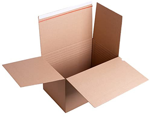 smiley pack 360 Stück Automatikboden Karton 460 x 309 x 300 mm Fix Aufrichtekarton mit Selbstklebeverschluss und Aufreißfaden Versandschachtel Versandkarton Verpackungskarton Versandbox