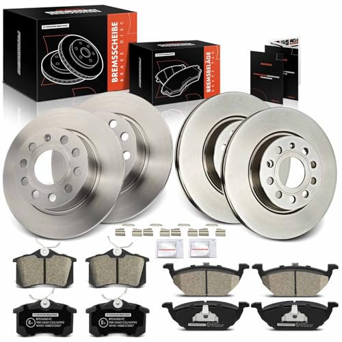 Frankberg Bremsensatz inkl. 4x Bremsscheiben + 8x Bremsbeläge Vorne Hinten Kompatibel mit Golf VI 5K1 Yeti 5L Golf V 1K1 Beetle Cabriolet Replace# 1K0615301AC