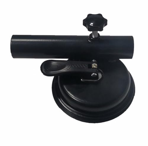 Porceosy Camping Flag Pole Alloy Bracket Construction Flagpole Base with Quick Mount Damage-free Installation Rust-resistant Weatherproof Holder for Rv Outdoor Black