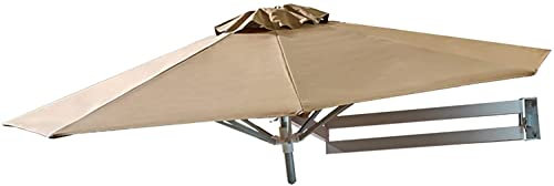 CMJSGG Khakifarbener Terrassensonnenschirm zur Wandmontage, Faltbarer, neigbarer Gartenschirm mit Aluminiumstange, 2,2 m großer Sonnenschirm für den Außenbereich für Veranda/TER