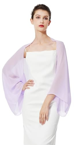 BEAUTELICATE Chiffon Schal Stola Damen Festlich Elegante Schultertuch Bolero Shrug mit Ärmel für Abendkleider Brautkleider Sommer Hochzeit