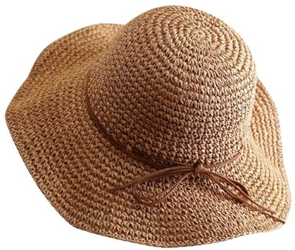 Strohhüte Boho Sommerhut für Damen mit Groß Sonnen Shade Strand Sonnenhut Breite Krempe Big Brim Hut Bowknot Strohhut Roll Up Sonnenhut Sommerhut Sonnenkappe Hüte für Reisen, Sommer, Angler Hut Männer
